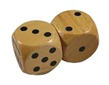 Set of 2 Wood Dice Standard Black Dots- 30mm