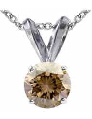 1/4 CT Champagne Diamond Solitaire Pendant 14K Gold