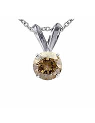 1.50 CT Champagne Diamond Solitaire Pendant 14K Gold