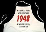 Produkt-Bild: Wei&szlig;e Koch- Sch&uuml;rze: Mit dem &auml;lter werden ist es wie mit Wein - es muss der richtige Jahrgang sein: 1948 (Latzsch&uuml;rze)