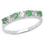 0.50 Carat Genuine Emerald & White Topaz Silver Ring