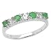 0.50 Carat Genuine Emerald & White Topaz Silver Ring