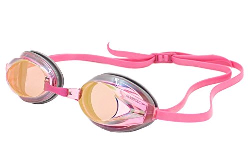 Speedo Women's Vanquisher Mirrored Pink Swimming Goggle Panoramic Anti-Fog Lens