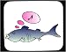 Decorated Mouse Pad with fish, pink, singing, thinking, note