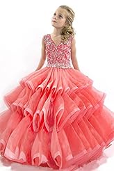 Girls V-neck  Crystal Lace  Ball Gown Pageant Dress/Party Dress 