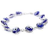 Blue Silver Safari Evil Eye Bracelet