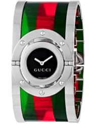 Gucci Womens YA112417 Twirl Medium Green Red Green Acetate Bangle Watch