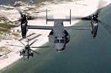 A Cv-22 Osprey and an Mh-53 Pave Low Fly over the Coastline of Florida. - 24W x 16H - Peel and Stick Wall Decal by Wallmonkeys