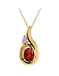 1.46 Ct Oval Red Garnet and Diamond Gold Plated Sterling Silver Pendant
