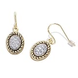 Elegant and Chic: Gold Vermeil Designer Inspired Oval Fishhook Earrings with CZ Diamond