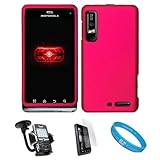 Hot Pink 2 Piece Protective Snap-On Hard Case Cover for Motorola Droid 3 Ve ....