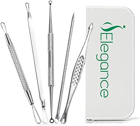 Comedone Extractor for Blackheads, Blemish, Pimples, Acne, Whitehead and More! 5 High Quality Skincare Tools with a Premium Case Included! 100% Money Back Guarantee! Best Blackhead Remover!