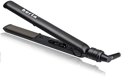 Berta 1 Inch Floating Plate Hair Straightener Titanium Flat Iron Negative Ionic Generator Straightening Iron Knob Temperture 248F to 450F PTC Heater