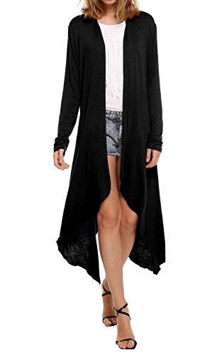 Women's Solid Color Sleeveless Asymetric Hem Open Front Cardigan Vest Jersey Cover Up