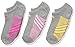 adidas Girls Cushioned No Show Socks (3 Pack), Heather Light Onix/Pink Glow/Solar Gold, Medium