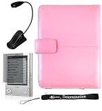 Sony Reader eBook Touch Edition PRS-600 Bundle Pack: Pink Leather Cover Case, LED Light, and Screen Protector with Lint Cleaning Cloth Includes 4-Inch eBigValue TM Determination Hand Strap