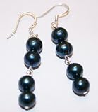 Deep Sea Blue FW 6mm pearl Dangle earrings