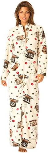 Dreams & Co. Women's Plus Size Long Zip Front A-Line Microfleece Robe (Oatmeal