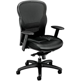 Basyx VL701ST11 VL700 Series Executive High-Back Swivel Tilt Chair, Black Leather Mesh