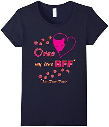 Women's Oreo Best Furry Friend Cat Lovers T-shirt Small Navy