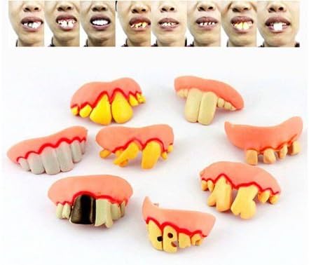 8 Piece Goofy-Funny-Ugly-Halloween Cosmetic Dentures False Teeth Novelty