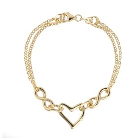 Mille Lucci Elegant Heart Italian Sterling Silver with 18k Yellow Gold Vermeil Bracelet