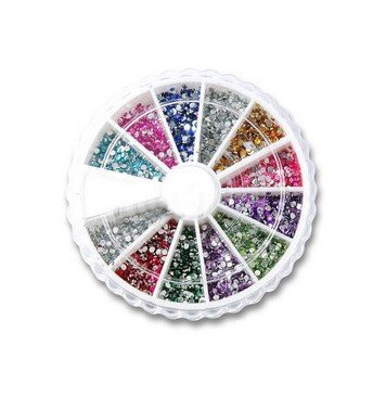 1400 2mm Round Premium Quality Glitter Nail Art Rhinestone Wheel Kit