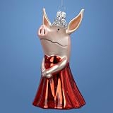 Kurt Adler OL4801 Glass Olivia the Pig Ornament, 5-Inch