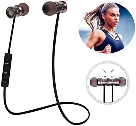 Magnetic Bluetooth Earbuds, FrontSun [Noise Cancelling] Headphone Wireless [Running Headsets] Compatible with iPhone Android &amp; Other Bluetooth Devices (Black)