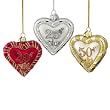 Pack of 8 Anniversary Heart Hand Blown Glass Christmas Ornaments 3.5"