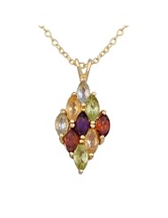 18k Yellow Gold Plated Sterling Silver Multi-Gemstone Pendant Necklace, 18"