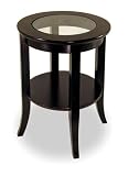 Winsome 92218 Round End Table with Glass Top - Espresso