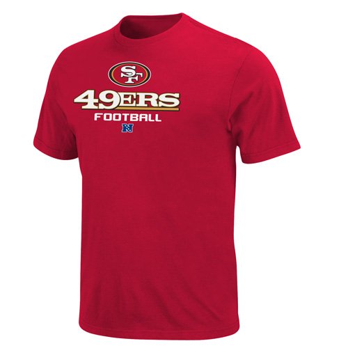 NFL Men's San Francisco 49Ers Critical Victory V Short Sleeve Basic Tee (Bright Cardinal, Large)