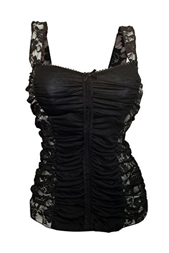 eVogues Plus Size Sexy Floral Lace Corset Top Black White - 1X
