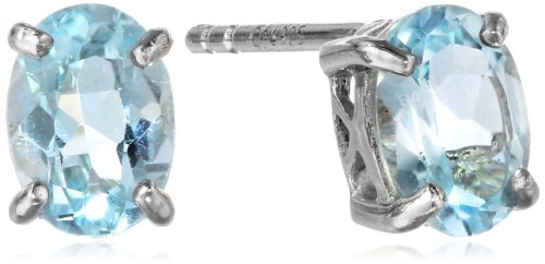 Sterling Silver Blue Topaz Oval Earrings