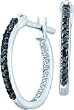 Stunning 10k. White Gold Black and White Diamond Hoop Earrings