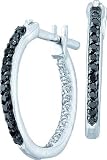 Stunning 10k. White Gold Black and White Diamond Hoop Earrings