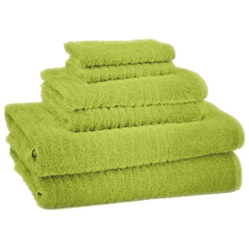 6 Piece 100-Percent Ring Spun USA Cotton Bathroom Towel Set, Tender Shoots Green
