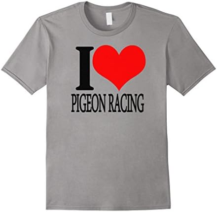 Men's I <3 Pigeon Racing T-Shirt Race Pigeons Gift Idea Tee Shirt  Medium Slate