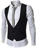 TheLees Men's Business Slim fit 3 Button Vest Waist Coat