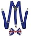 Premium Quality 1 Inch Suspender & 4.5 Inch Bowtie Combo Set, Mens Womens Unisex