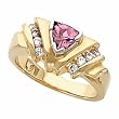 14K Yellow Gold Pink Tourmaline and Diamond Ring