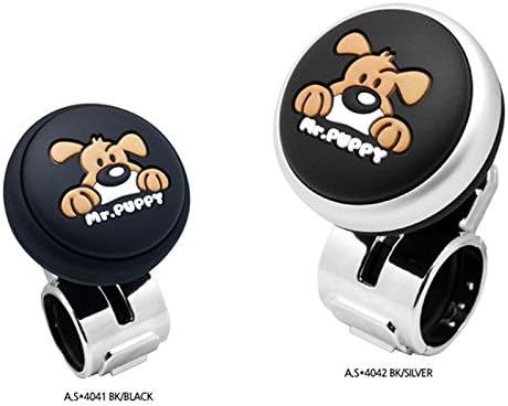 ArtX Black Car Wheel Steering Knob Mr. Puppy Power Handle 1-pc For Universal Vehicle