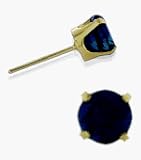 Genuine 2.5mm Sapphire 14 Karat Yellow Gold Round Earrings