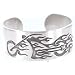 Flaming Bike Fire Motorcycle Pewter Cuff Bracelet