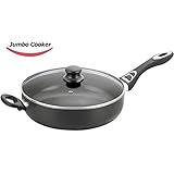 Utopia Kitchen Professional Nonstick 11-inch Jumbo Cooker / Saute Pan / Deep Frying Pan, Dishwasher Safe, Cookware with Glass Lid, 5.5-Quart (Grey)