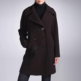 Phistic Women's Double Breasted Wool Blend Pea Coat