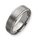 Tungsten Wedding Bands Ridged Edge 8mm Brushed and Polished Finish Comfort Fit (Size 7 to 13)