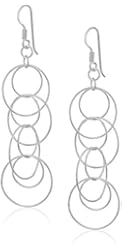 Sterling Silver Circle Link Drop Earrings, 2.16"