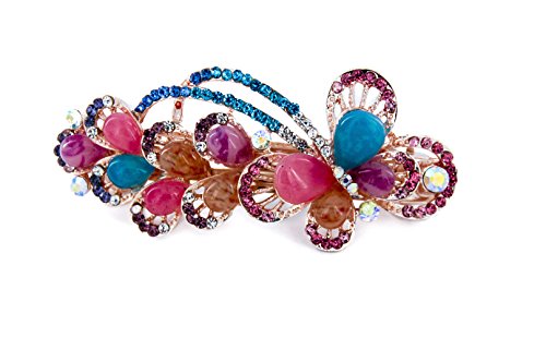 Yeshan Lady lovely Jewelry Rhinestone Crystal beaded Butterfly Design Alloy Hair Barrettes Clips